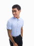 ASOS DESIGN stretch slim fit work shirt in blue