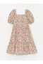 Фото #5 товара LCW Kare Yaka Çiçekli Kısa Kollu Kız Çocuk Elbise