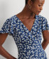 ფოტო #3 პროდუქტის Women's Floral Stretch Jersey Surplice Dress