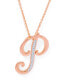 Фото #1 товара Macy's diamond Accent Initial Pendant Necklace 18" in Gold Plate or Rose Gold Plate