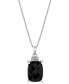 ფოტო #1 პროდუქტის Onyx Cushion-Cut & Diamond Accent 18" Pendant Necklace in Sterling Silver