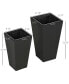Фото #3 товара 2-Pack Outdoor Planter Set, MgO Flower Pots with Drainage Holes, Durable & Stackable, for Entryway, Patio, Yard, Garden, Black