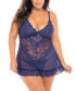 ფოტო #1 პროდუქტის Plus Size Soft Cup Babydoll & G-String 2pc Lingerie Set