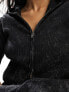 Weekday Cut tight fit zip through hoodie in black