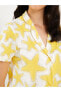 Фото #4 товара Пижама женская LC WAIKIKI Gömlek Yaka Desenli Kısa Kollu Kadın Şortlu Şort Takımı