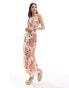 Фото #1 товара Mango one shoulder floral maxi dress in white