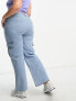Фото #4 товара Yours wide leg cargo jean in mid blue