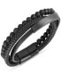 ფოტო #2 პროდუქტის Men's Onyx & Lava Bead Triple Row Braided Leather Bracelet in Black Ion-Plated Stainless Steel (Also in Onyx/Sodalite)
