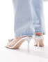 Simmi London Ashleigh clear mid heeled mules with embellished bow in silver