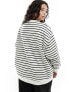 4th & Reckless Plus exclusive Paris logo sweatshirt in black and white stripe Разноцветный, 2XL - фото #5