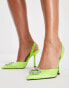 ASOS DESIGN Poppy embellished slingback high heeled shoes in lime