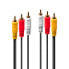 Lindy Audio Video Cable 3x phono 1m - 3 x RCA - Male - 3 x RCA - Male - 1 m - Black - Red - White - Yellow