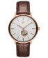ფოტო #1 პროდუქტის Men's Legacy Slim Automatic Brown Leather Watch 42mm