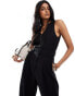 & Other Stories tailored wide leg jumpsuit with belt in black