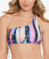 Фото #1 товара Juniors' Tie-Dyed One-Shoulder Bikini Top, Created for Macy's