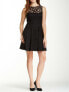 Фото #1 товара Cynthia Steffe Womens Sleeveless Fit & Flare Dress Floral Lace Black Size 12