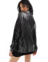 Фото #8 товара Pimkie metallic pleated oversized shirt in black