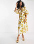 ASOS EDITION gathered waist broderie midi dress in floral print