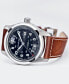 ფოტო #6 პროდუქტის Men's Swiss Automatic Khaki Field Brown Leather Strap Watch 42mm H70555533