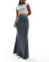 Фото #1 товара ASOS DESIGN soft slinky fishtail maxi skirt in charcoal in slate grey