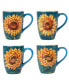 Golden Sunflowers Set of 4 Mugs