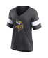 ფოტო #3 პროდუქტის Women's Heathered Charcoal, White Minnesota Vikings Distressed Team Tri-Blend V-Neck T-shirt