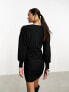 Vila stretch wrap bodycon mini dress in black