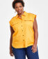 Plus Size Linen-Blend Sleeveless Utility Shirt, Created for Macy's
