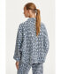 Фото #3 товара Women's Printed Denim Jacket with Pouch Pocket