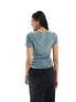 Фото #3 товара Weekday linen blend fitted t-shirt in in dusty grey green