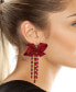 Faux Stone Pave Bow Fringe Earrings