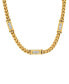 Men's 18k Gold Plated Stainless Steel Wheat Chain and Simulated Diamonds Link Necklace