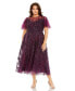 ფოტო #1 პროდუქტის Women's Plus Size High Neck Flutter Sleeve A Line Embellished Dress