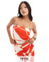 Фото #1 товара Forever New Petite bandeau scarf top co-ord in red and white print