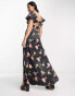 Фото #8 товара Reclaimed Vintage tie front maxi tea dress in black floral
