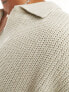 Фото #5 товара ASOS DESIGN oversized knitted fisherman rib notch neck jumper in stone