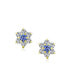 Фото #2 товара Tiny Royal Blue CZ Flower Stud Earrings For Women For Cubic Zirconia Royal Blue 14KGold Screw back