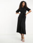 Фото #6 товара ASOS DESIGN tie waist puff sleeve midi dress in black