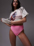 Фото #7 товара Topshop mix and match crinkle high waist bikini bottoms in pink