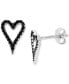 ფოტო #1 პროდუქტის Black Spinel Open Heart Stud Earrings (1/3 ct. t.w.) in Sterling Silver