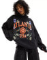 Фото #1 товара ASOS DESIGN oversized hoodie with embroidered atlanta graphic in black