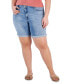 Trendy Plus Size Cuffed Denim Bermuda Shorts