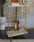 27" x 13" x 33" Marble Rolling 1 Glass and 2 Marble Shelves with Handles Bar Cart