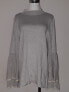 Style &Co Women's Mock Neck Sweater Tiered Bell Sleeve Gray white trim XS