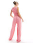 Фото #5 товара ASOS DESIGN textured wide leg trousers co ord in pink