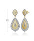 Фото #3 товара Paved White Gold and 14K Gold Plated Cubic Zirconia Drop Earrings