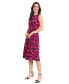 ფოტო #3 პროდუქტის Petite Floral-Print Jewel-Neck Midi Dress