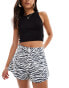 ASOS DESIGN denim A line short in zebra print