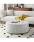 Faux Marble Coffee Tables For Living Room, 35.4 3" Accent Tea Tables With Gold Metal Base
