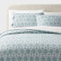 Фото #1 товара Full/Queen Boho Yarn Dye Ikat Duvet Cover and Sham Set Ivory/Teal Blue/Light